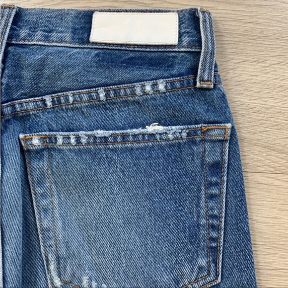 RE/DONE High Rise Ankle Crop Distressed Jeans in Square Destroy - Picture 7 of 10